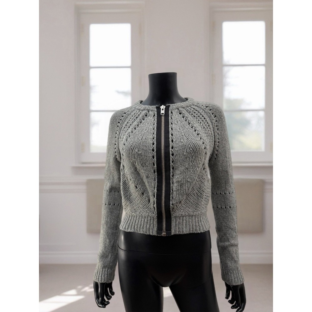 Sparrow Gray Wool Blend Zip Front Knit‎ Cardigan Sweater Small